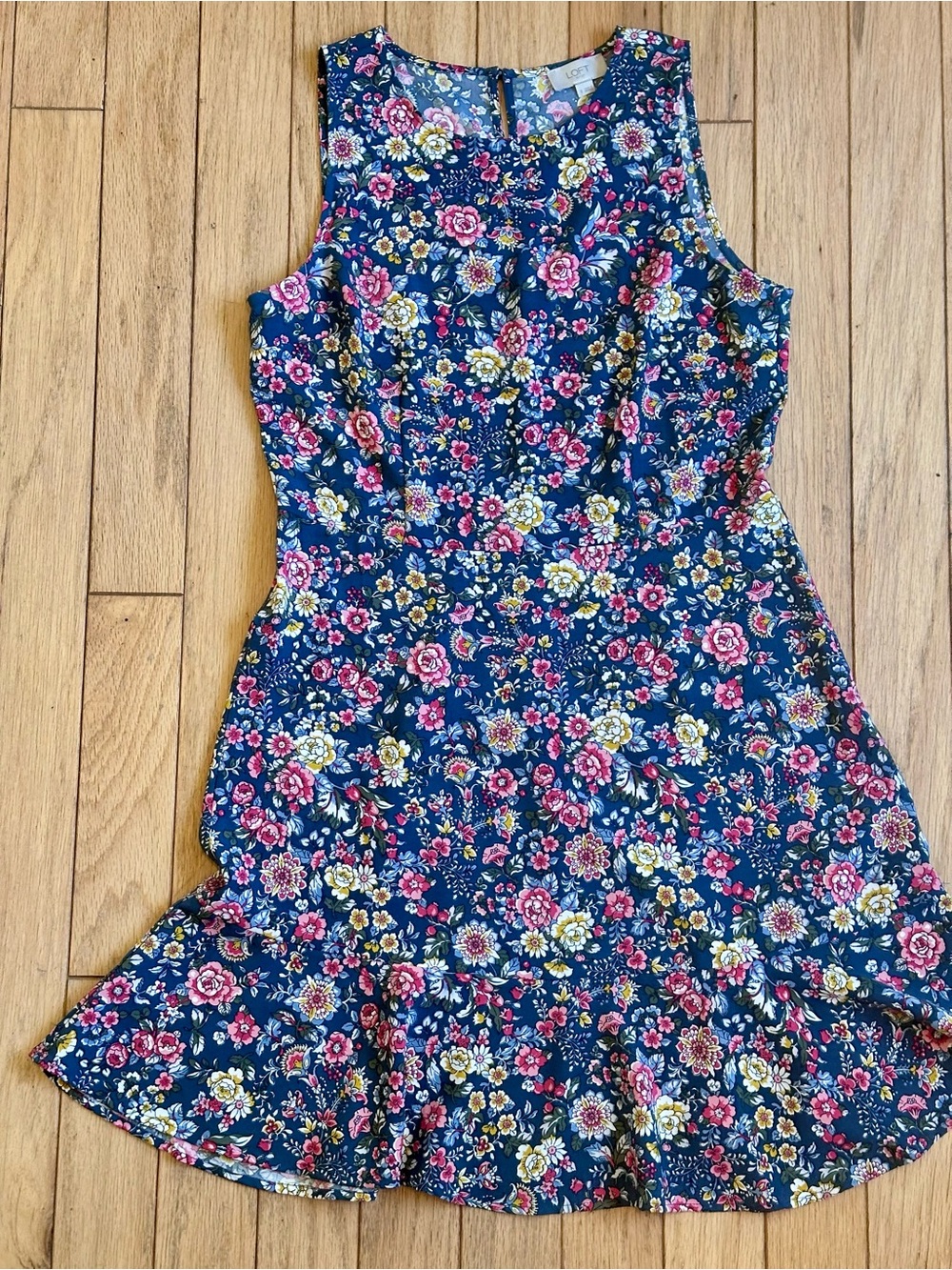 Floral Dress with Pink and Yellow Blooms